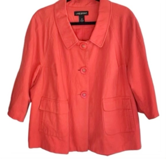NEW Lane Bryant Coral 3/4 Sleeve Linen & Cotton Jacket - Picture 1 of 8